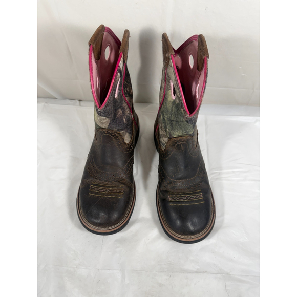 Ariat Fatbaby Western Camo Brown Leather Ranch Cowboy Boots 10006854 Womens 6B - Picture 8 of 16